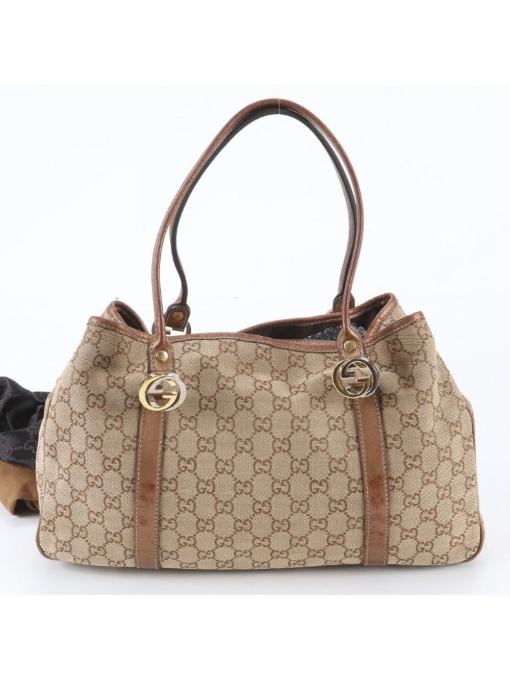 Gucci GG Canvas Twins Leather Tote